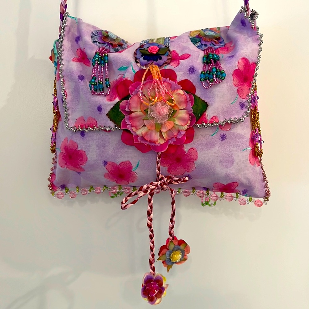 NWT Vintage Beaded Rectangular Purse Hand-made Hand-beaded in Aspen CO ROSETTES